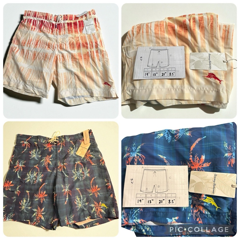 NWT Men's Tommy Bahama Swim Trunks Bundle‎ XXL Baja Palm Illusion & Okeechobee